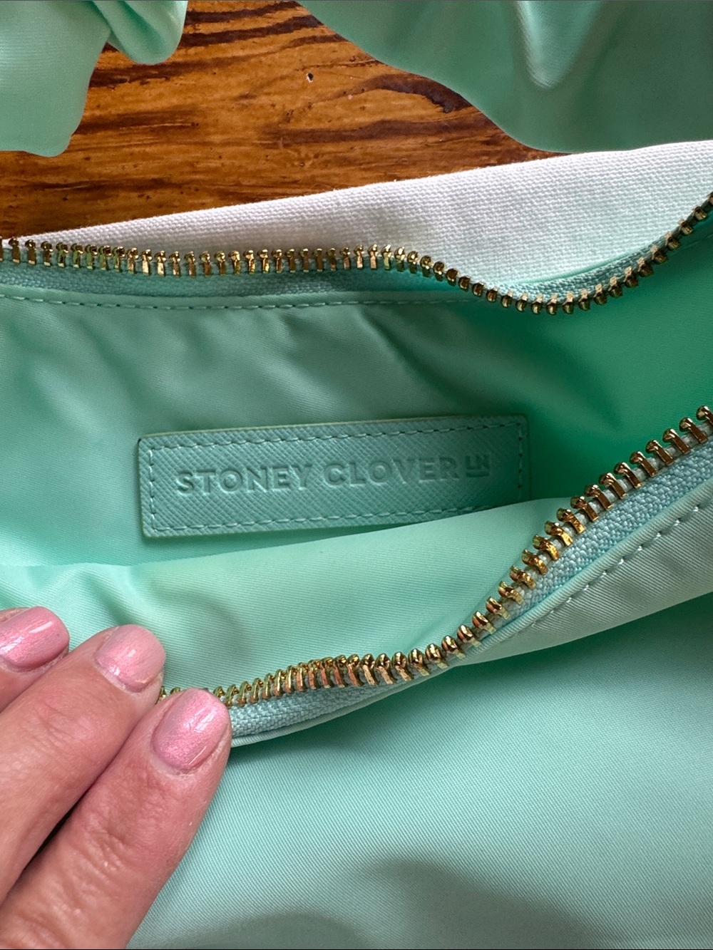 Stoney Clover Lane Mint Green Pouch with Gold Zipper